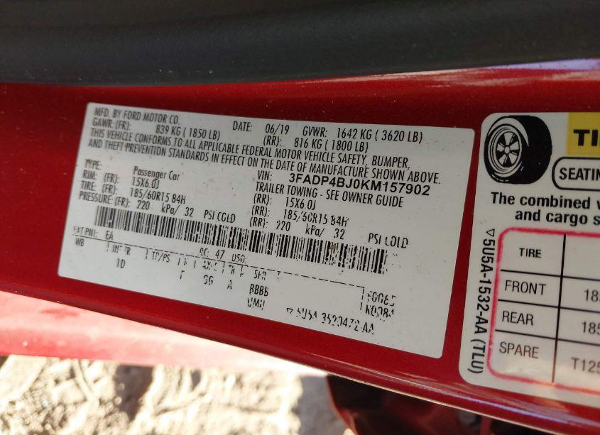 Photo 9 of 2019 Ford Fiesta SE (VIN 3FADP4BJ0KM157902)