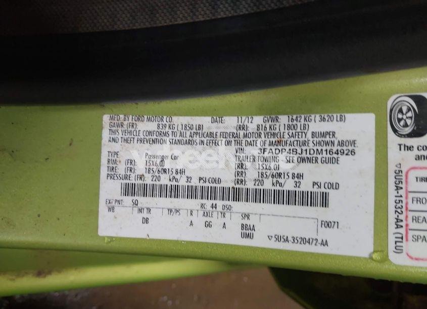 Photo 9 of 2013 Ford Fiesta SE (VIN 3FADP4BJ1DM164926)