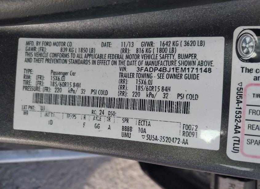 Photo 9 of 2014 Ford Fiesta SE (VIN 3FADP4BJ1EM171148)