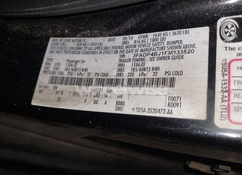 Photo 9 of 2015 Ford Fiesta SE (VIN 3FADP4BJ1FM133520)