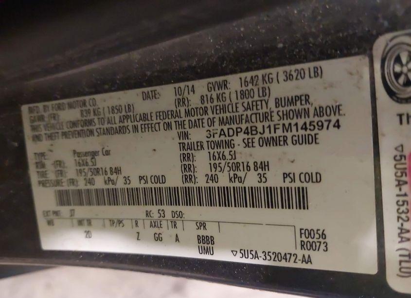 Photo 9 of 2015 Ford Fiesta SE (VIN 3FADP4BJ1FM145974)