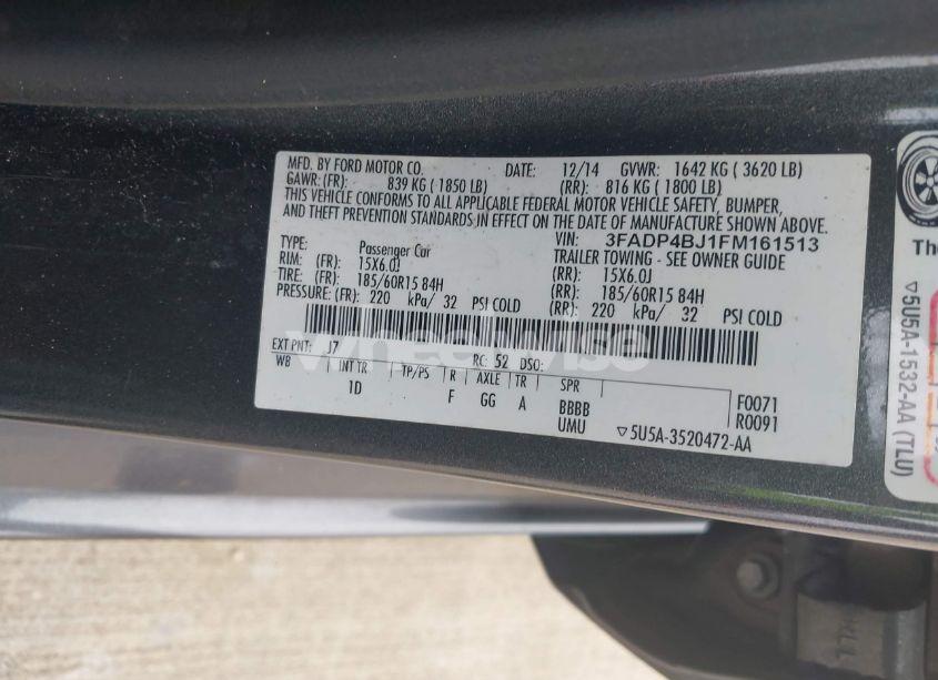 Photo 9 of 2015 Ford Fiesta SE (VIN 3FADP4BJ1FM161513)