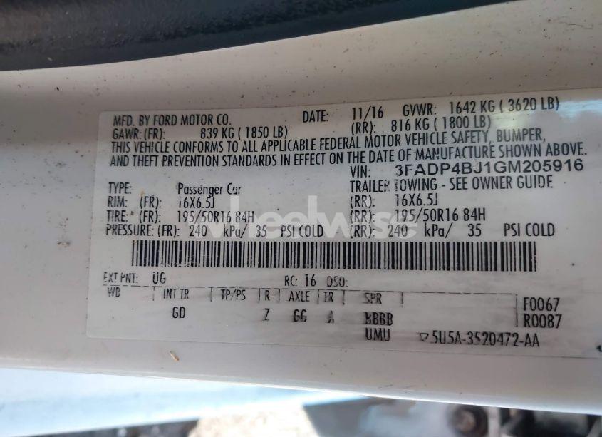 Photo 9 of 2016 Ford Fiesta SE (VIN 3FADP4BJ1GM205916)