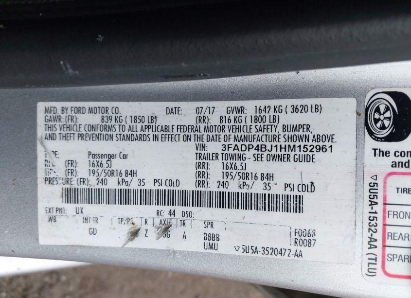 Photo 9 of 2017 Ford Fiesta SE (VIN 3FADP4BJ1HM152961)