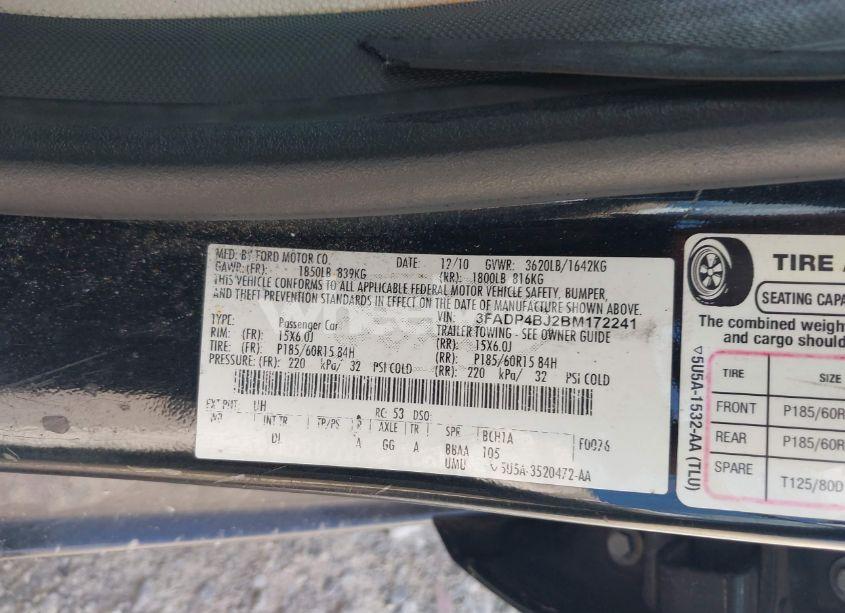 Photo 9 of 2011 Ford Fiesta SE (VIN 3FADP4BJ2BM172241)