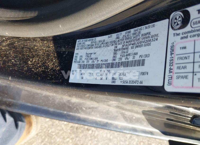 Photo 9 of 2011 Ford Fiesta SE (VIN 3FADP4BJ2BM206324)