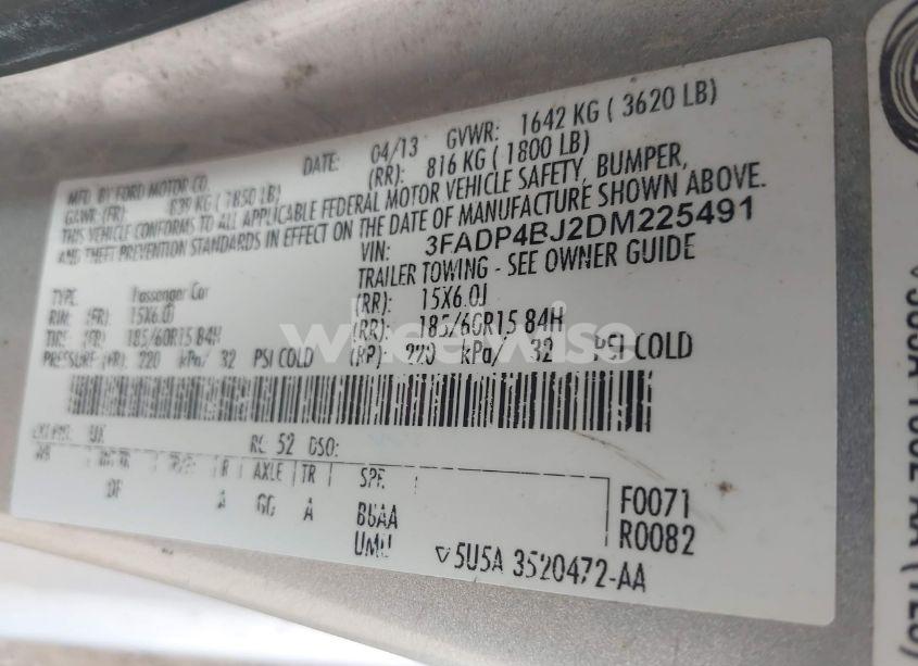 Photo 9 of 2013 Ford Fiesta SE (VIN 3FADP4BJ2DM225491)