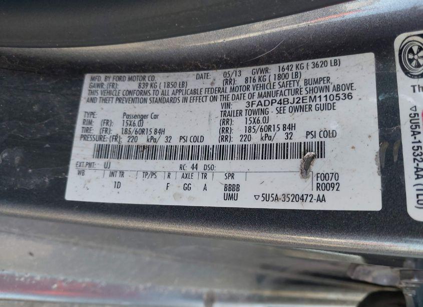 Photo 9 of 2014 Ford Fiesta SE (VIN 3FADP4BJ2EM110536)