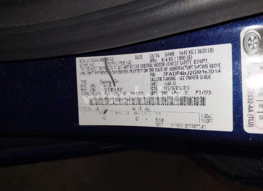 Photo 9 of 2016 Ford Fiesta SE (VIN 3FADP4BJ2GM163014)