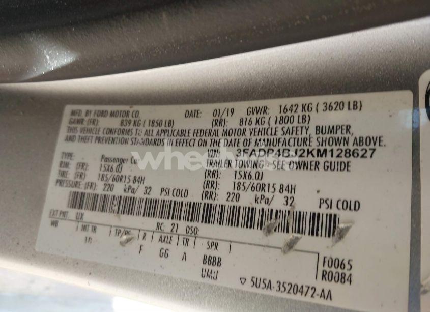 Photo 9 of 2019 Ford Fiesta SE (VIN 3FADP4BJ2KM128627)