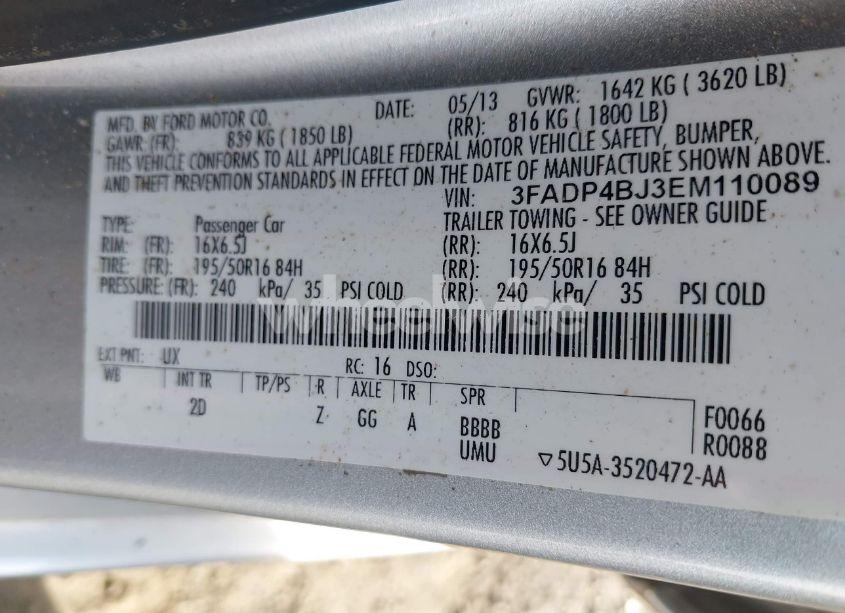 Photo 9 of 2014 Ford Fiesta SE (VIN 3FADP4BJ3EM110089)