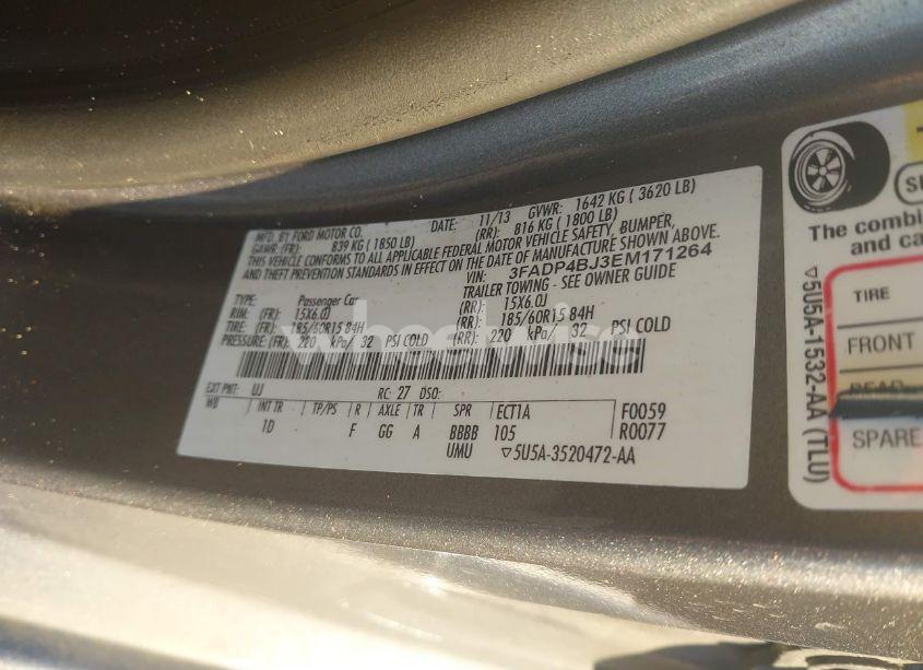 Photo 9 of 2014 Ford Fiesta SE (VIN 3FADP4BJ3EM171264)