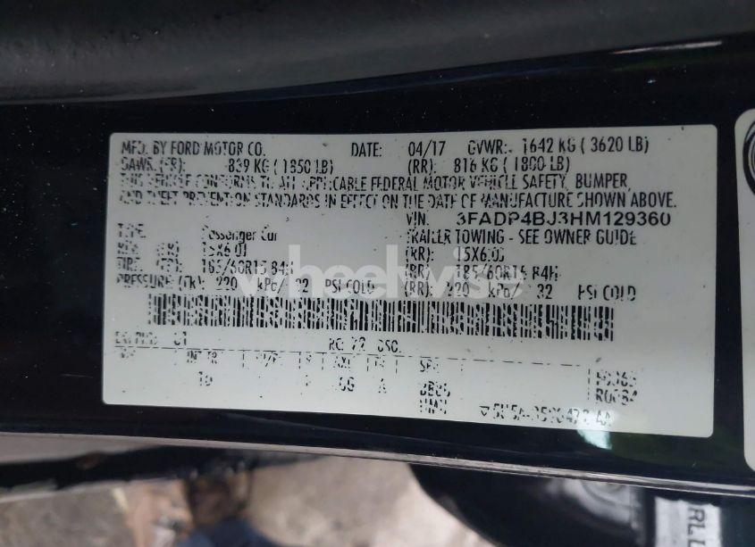 Photo 9 of 2017 Ford Fiesta SE (VIN 3FADP4BJ3HM129360)