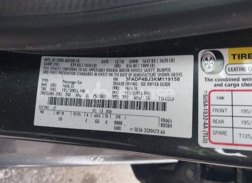 Photo 9 of 2019 Ford Fiesta SE (VIN 3FADP4BJ3KM119158)