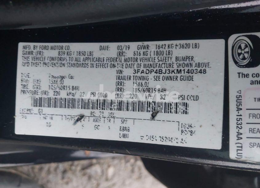 Photo 9 of 2019 Ford Fiesta SE (VIN 3FADP4BJ3KM140348)