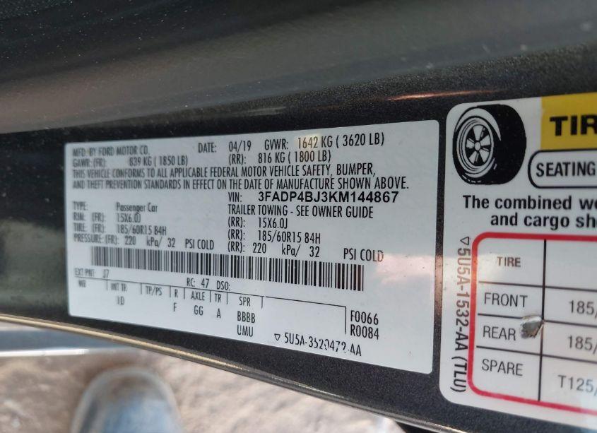 Photo 9 of 2019 Ford Fiesta SE (VIN 3FADP4BJ3KM144867)