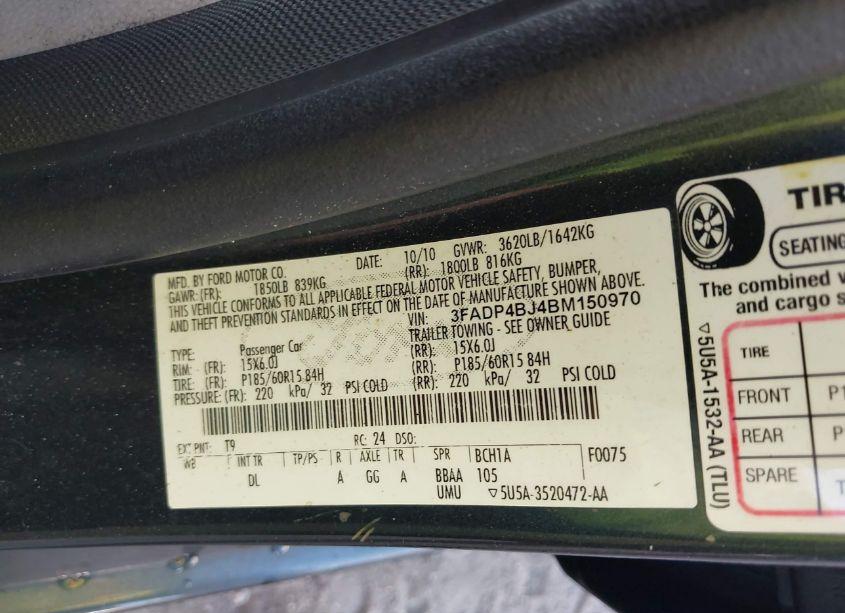 Photo 9 of 2011 Ford Fiesta SE (VIN 3FADP4BJ4BM150970)