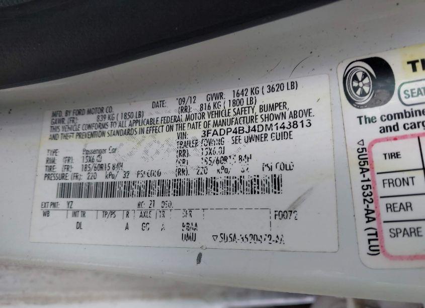 Photo 9 of 2013 Ford Fiesta SE (VIN 3FADP4BJ4DM143813)