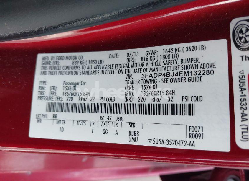 Photo 9 of 2014 Ford Fiesta SE (VIN 3FADP4BJ4EM132280)