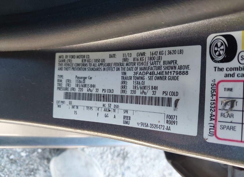 Photo 9 of 2014 Ford Fiesta SE (VIN 3FADP4BJ4EM179888)