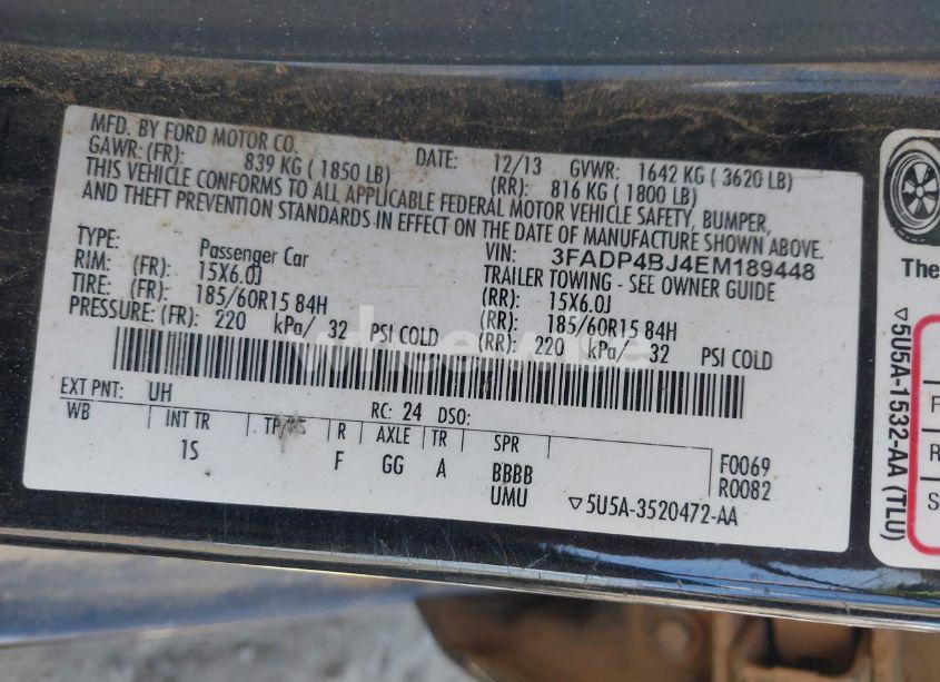 Photo 9 of 2014 Ford Fiesta SE (VIN 3FADP4BJ4EM189448)