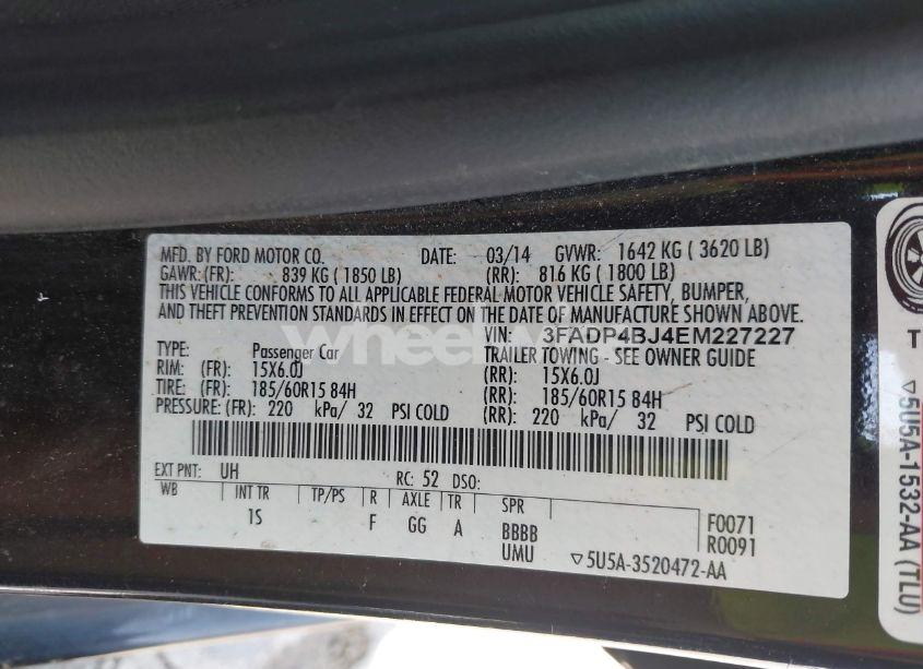 Photo 9 of 2014 Ford Fiesta SE (VIN 3FADP4BJ4EM227227)