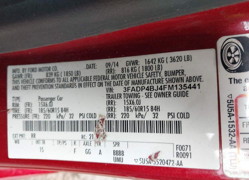 Photo 9 of 2015 Ford Fiesta SE (VIN 3FADP4BJ4FM135441)