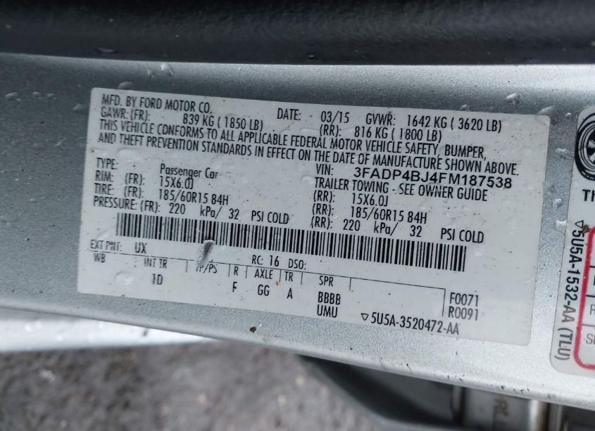 Photo 9 of 2015 Ford Fiesta SE (VIN 3FADP4BJ4FM187538)