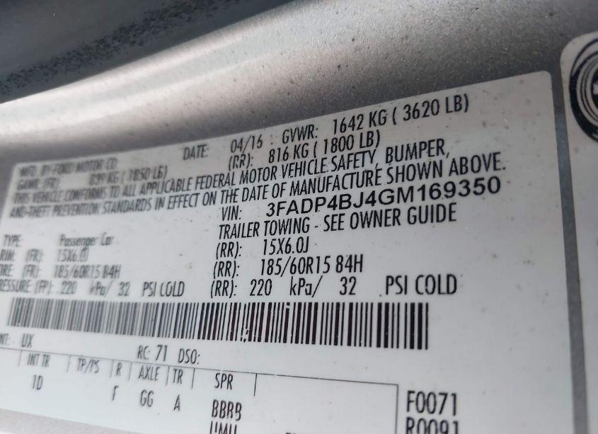 Photo 9 of 2016 Ford Fiesta SE (VIN 3FADP4BJ4GM169350)