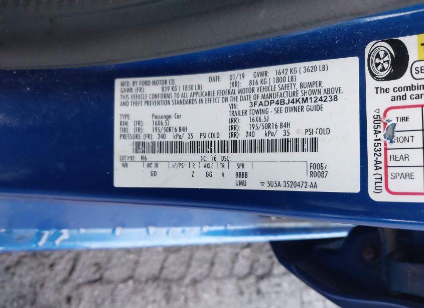Photo 9 of 2019 Ford Fiesta SE (VIN 3FADP4BJ4KM124238)