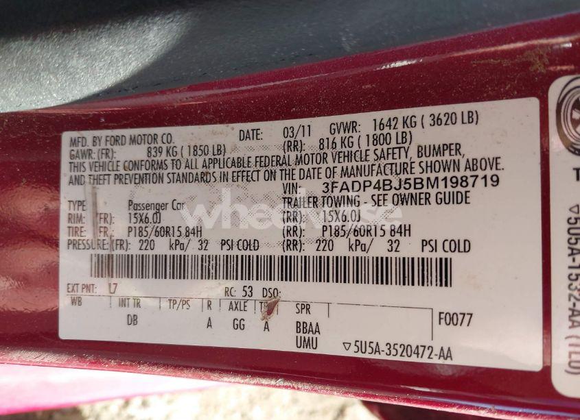 Photo 9 of 2011 Ford Fiesta SE (VIN 3FADP4BJ5BM198719)