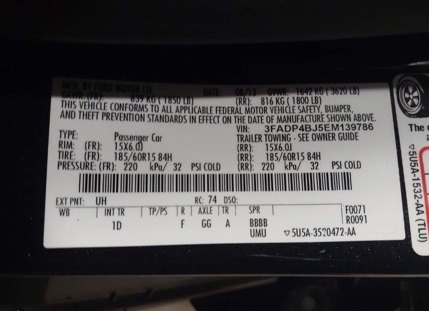 Photo 9 of 2014 Ford Fiesta SE (VIN 3FADP4BJ5EM139786)