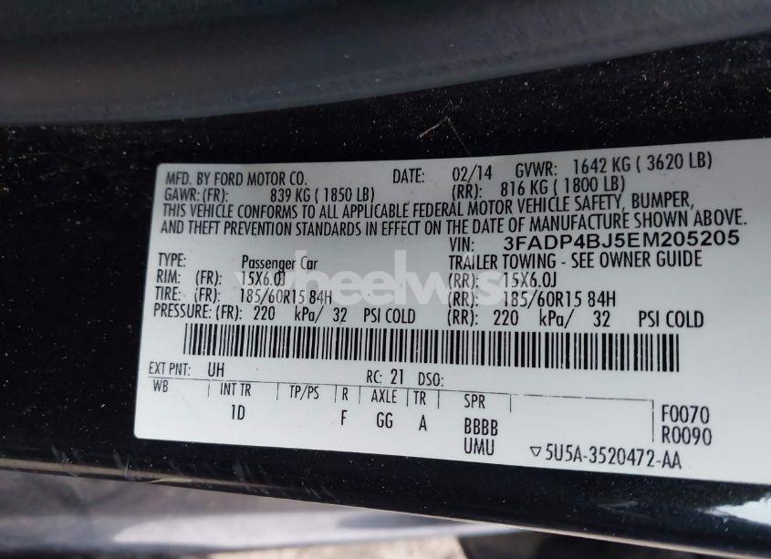 Photo 9 of 2014 Ford Fiesta SE (VIN 3FADP4BJ5EM205205)