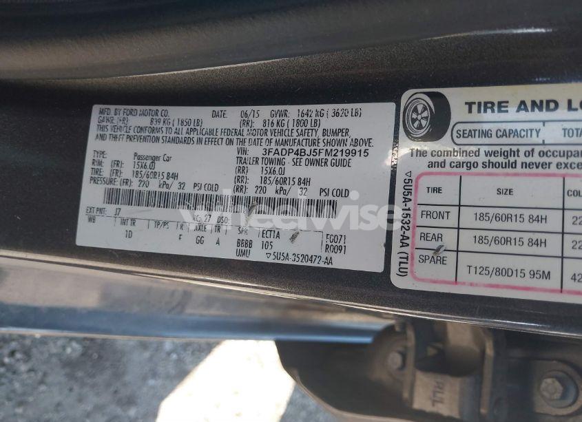 Photo 9 of 2015 Ford Fiesta SE (VIN 3FADP4BJ5FM219915)