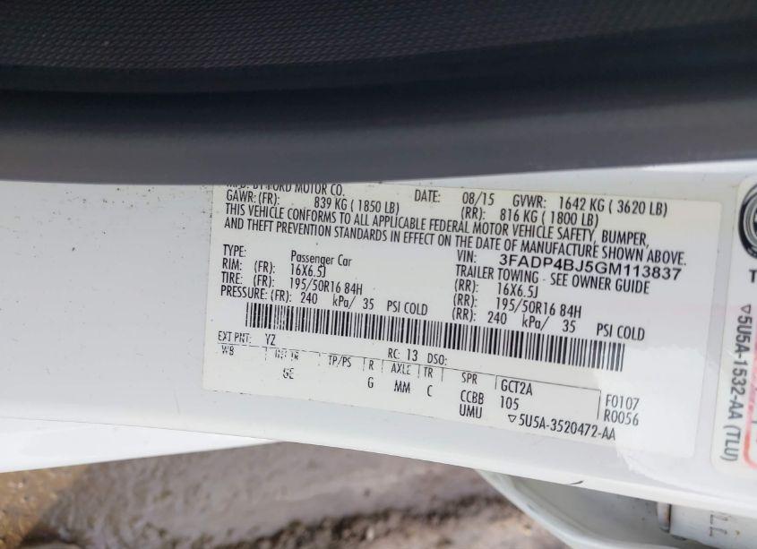 Photo 9 of 2016 Ford Fiesta SE (VIN 3FADP4BJ5GM113837)