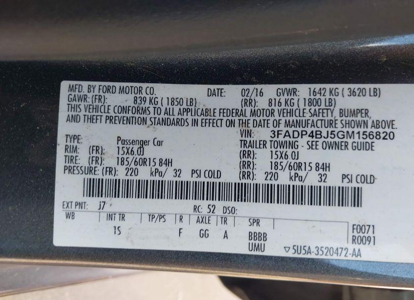 Photo 9 of 2016 Ford Fiesta SE (VIN 3FADP4BJ5GM156820)