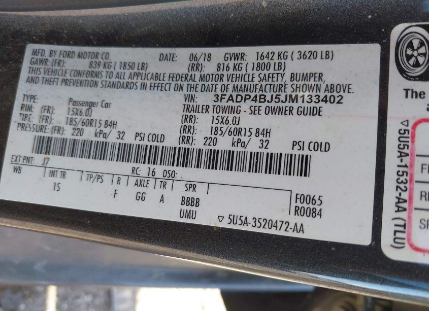 Photo 9 of 2018 Ford Fiesta SE (VIN 3FADP4BJ5JM133402)