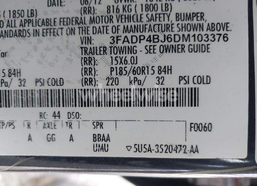 Photo 9 of 2013 Ford Fiesta SE (VIN 3FADP4BJ6DM103376)