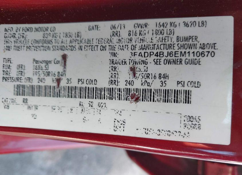 Photo 9 of 2014 Ford Fiesta SE (VIN 3FADP4BJ6EM110670)