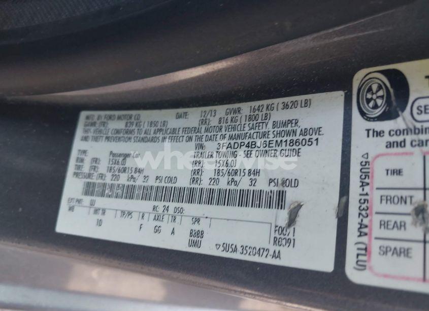 Photo 9 of 2014 Ford Fiesta SE (VIN 3FADP4BJ6EM186051)
