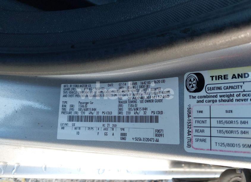 Photo 9 of 2015 Ford Fiesta SE (VIN 3FADP4BJ6FM117460)