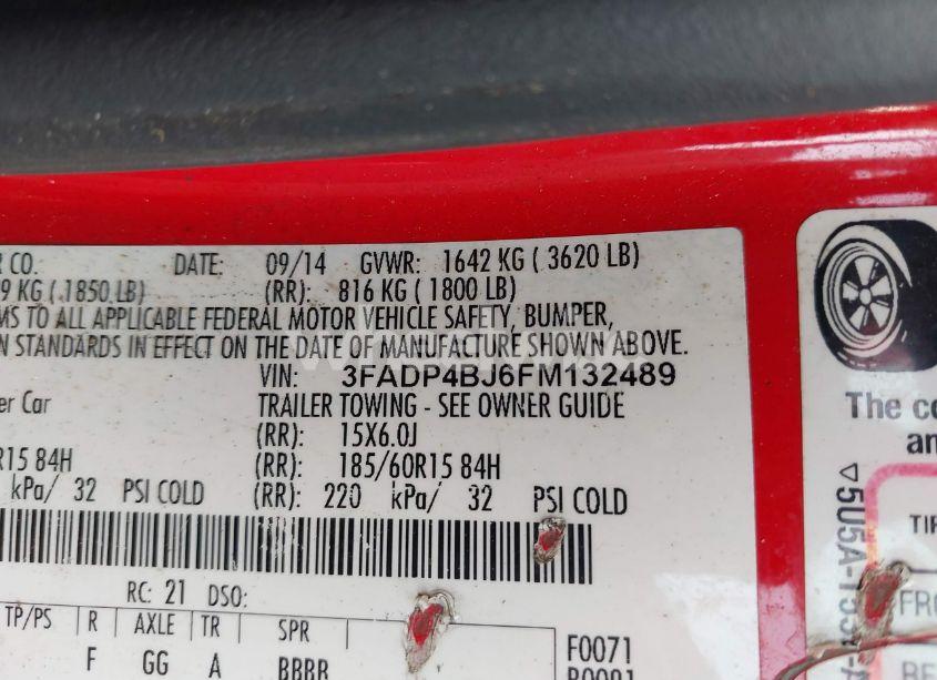 Photo 9 of 2015 Ford Fiesta SE (VIN 3FADP4BJ6FM132489)