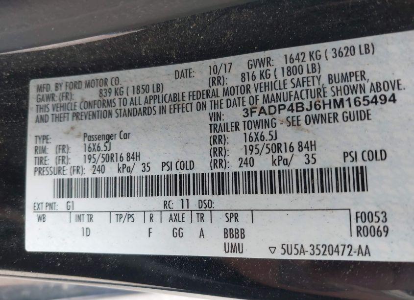 Photo 9 of 2017 Ford Fiesta SE (VIN 3FADP4BJ6HM165494)