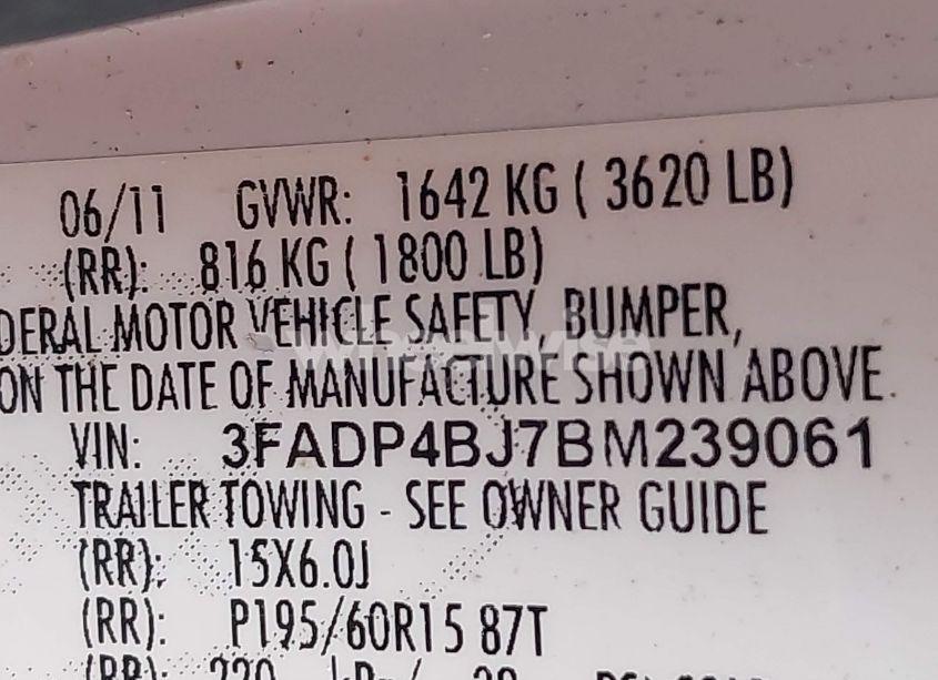 Photo 9 of 2011 Ford Fiesta SE (VIN 3FADP4BJ7BM239061)