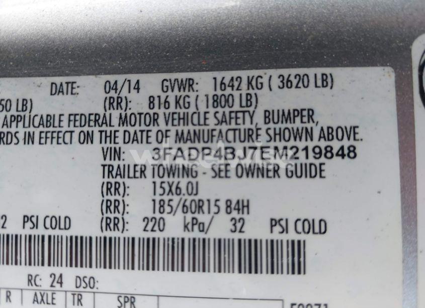 Photo 9 of 2014 Ford Fiesta SE (VIN 3FADP4BJ7EM219848)