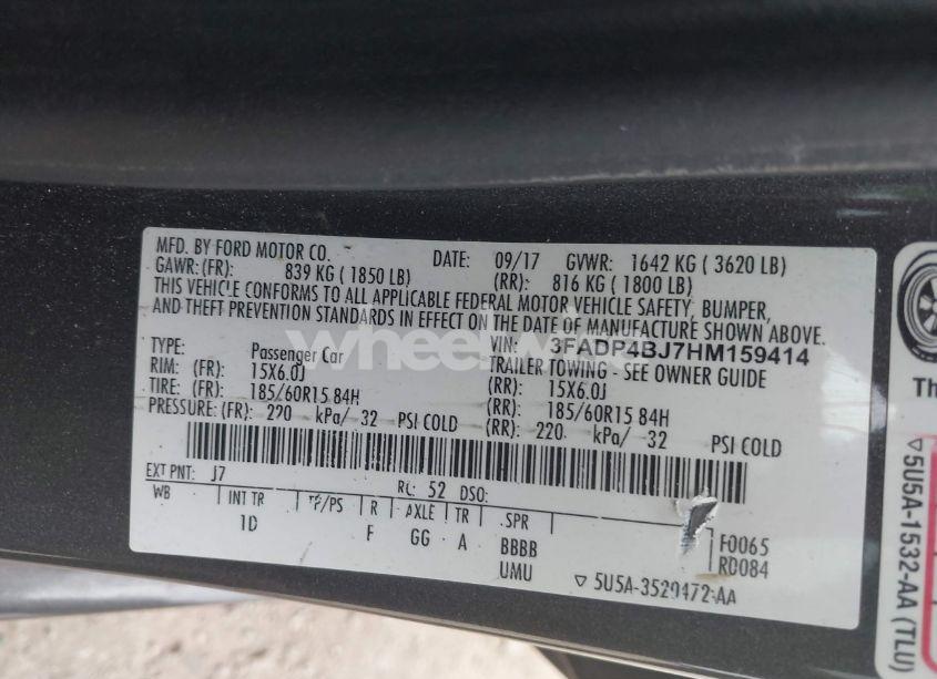 Photo 9 of 2017 Ford Fiesta SE (VIN 3FADP4BJ7HM159414)