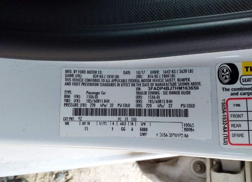 Photo 9 of 2017 Ford Fiesta SE (VIN 3FADP4BJ7HM163656)