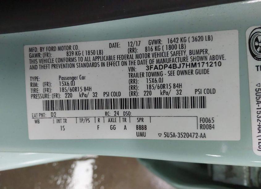 Photo 9 of 2017 Ford Fiesta SE (VIN 3FADP4BJ7HM171210)