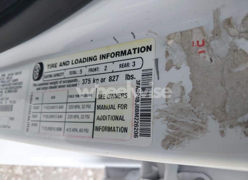 Photo 9 of 2011 Ford Fiesta SE (VIN 3FADP4BJ8BM226206)