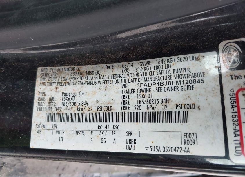 Photo 9 of 2015 Ford Fiesta SE (VIN 3FADP4BJ8FM120845)